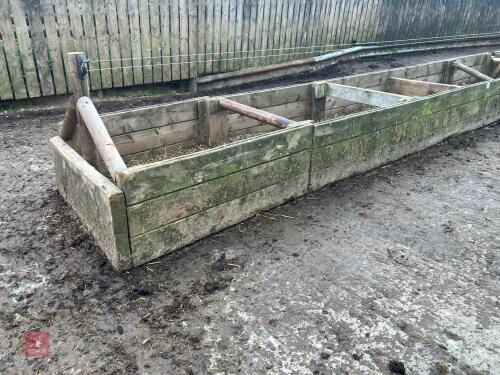 APPROX 25' WOODEN FEED YARD TROUGH (63)