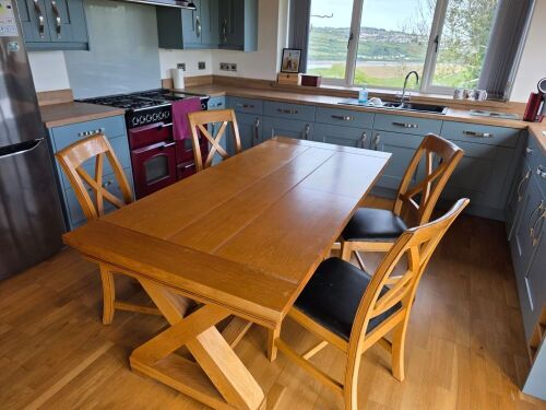 WOODEN DINING TABLE & 4 DINING CHAIRS
